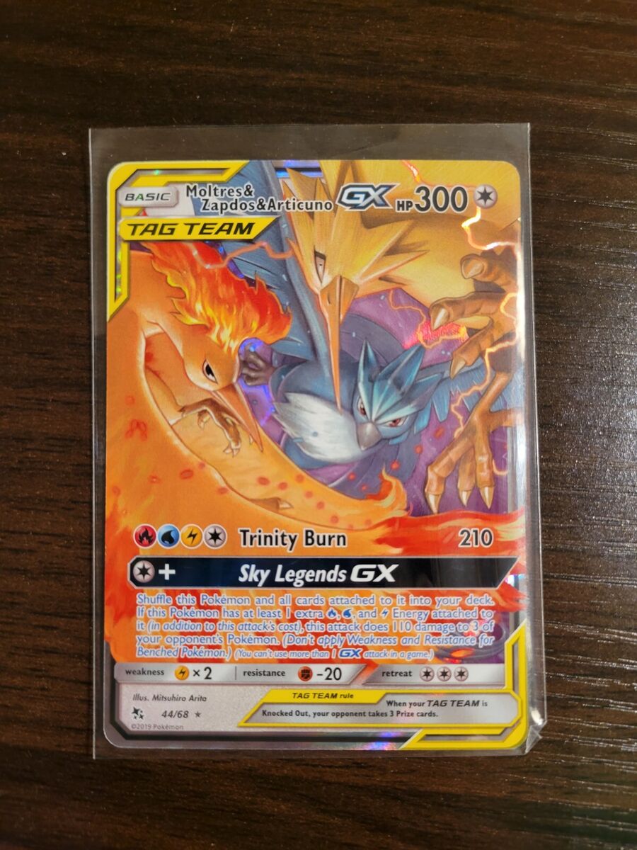 ULTRA RARE Moltres Zapdos Articuno GX Hidden Fates 44/68 Tag Team Pokemon -  LP