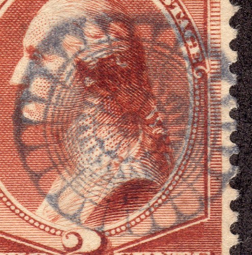 US # 210 (1883) 2c - Used -Grade: VF - EFO: Dbl perf w/SON Fancy Cancel - Picture 2 of 4