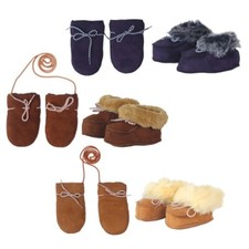 Sonia Originelli SET Baby Toddlers Slippers Mittens "Clouds" Sheepskin L