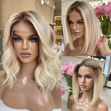Ombre Ash Blonde Wig 4x4 Lace Front Wigs Body Wave Wig Straight Preplucked Hair