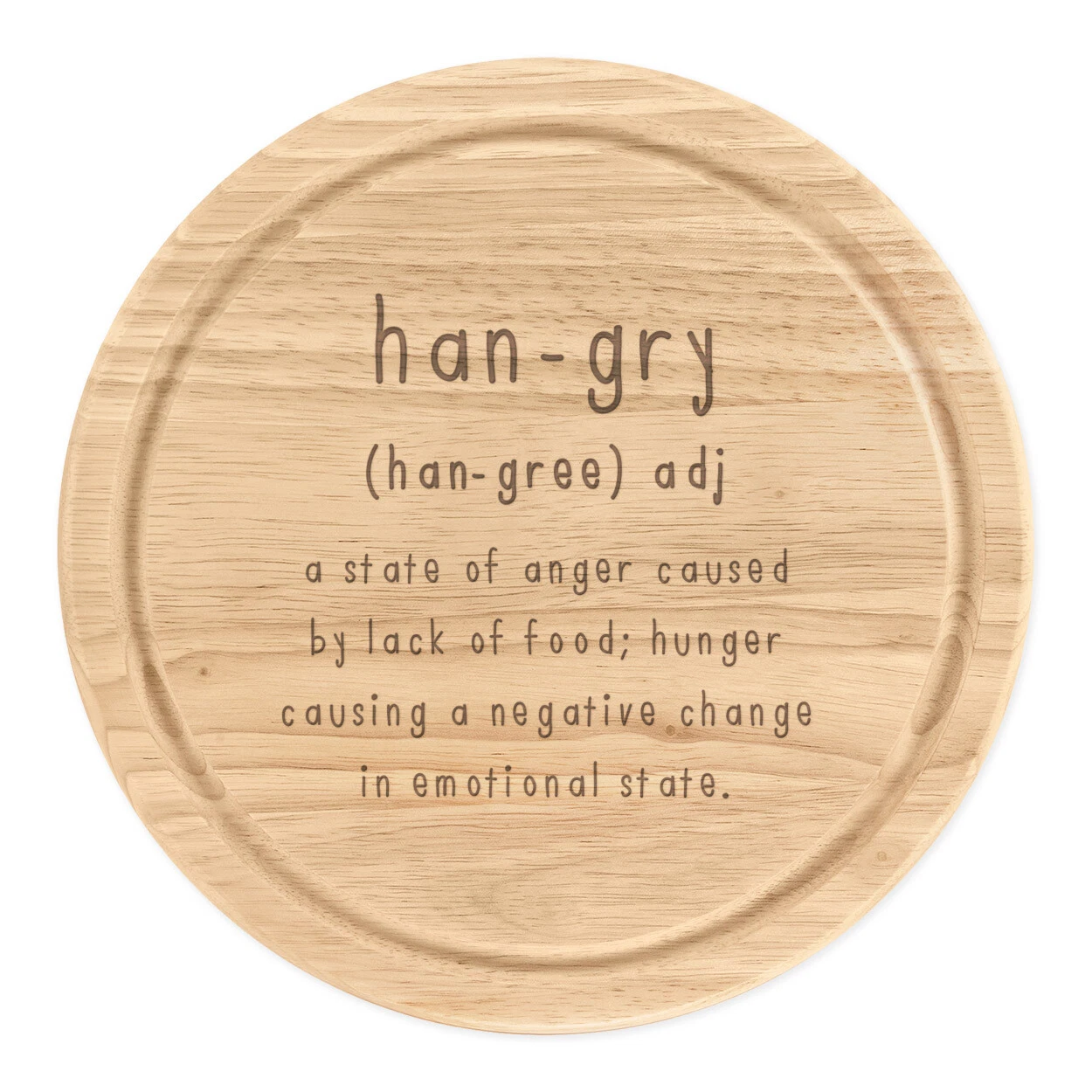Hangry Definition Round Chopping Cheese Board Funny Hungry Angry Food