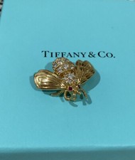 Tiffany & Co Diamond Ruby Eye 18k Gold Bumblebee Pin Brooch 7.2 Gr W Tiffany Box