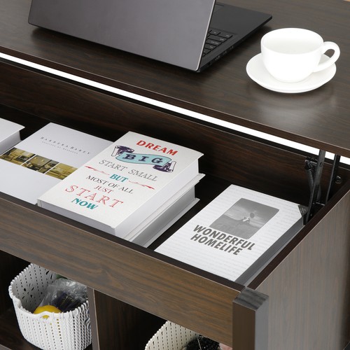 Lift Top Coffee Table with Hidden Storage Compartment Shelf Tabletop Table - Picture 4 of 10