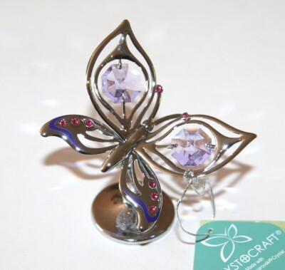 Silber Crystocraft SCHMETTERLING Ornament + Strass Swarovski Kristall Elemente