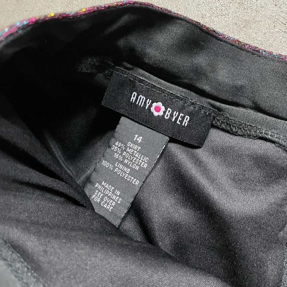 Falda Vintage Amy Byer Y2K Años 90 Mini Metálica Rosa Brillante Plisada Talla 14 Niñas Foto 3 de 4