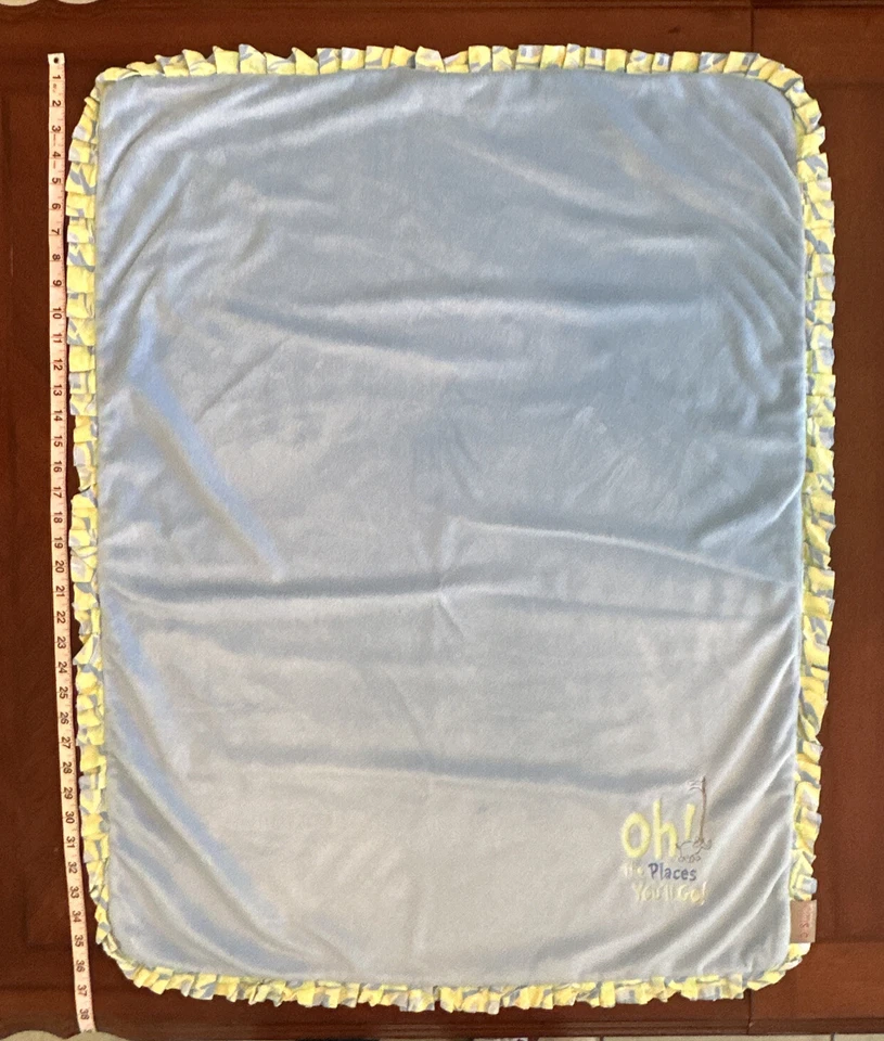 Dr. Seuss Oh! Manta de seguridad para bebé The Places You'll Go azul con volantes Trend Lab Foto 3 de 4