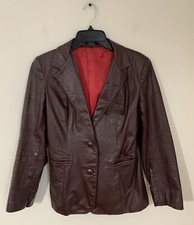 Vtg Burgundy Leather Jacket By Leathercraft Processing Made in USA Women’s Sz 10