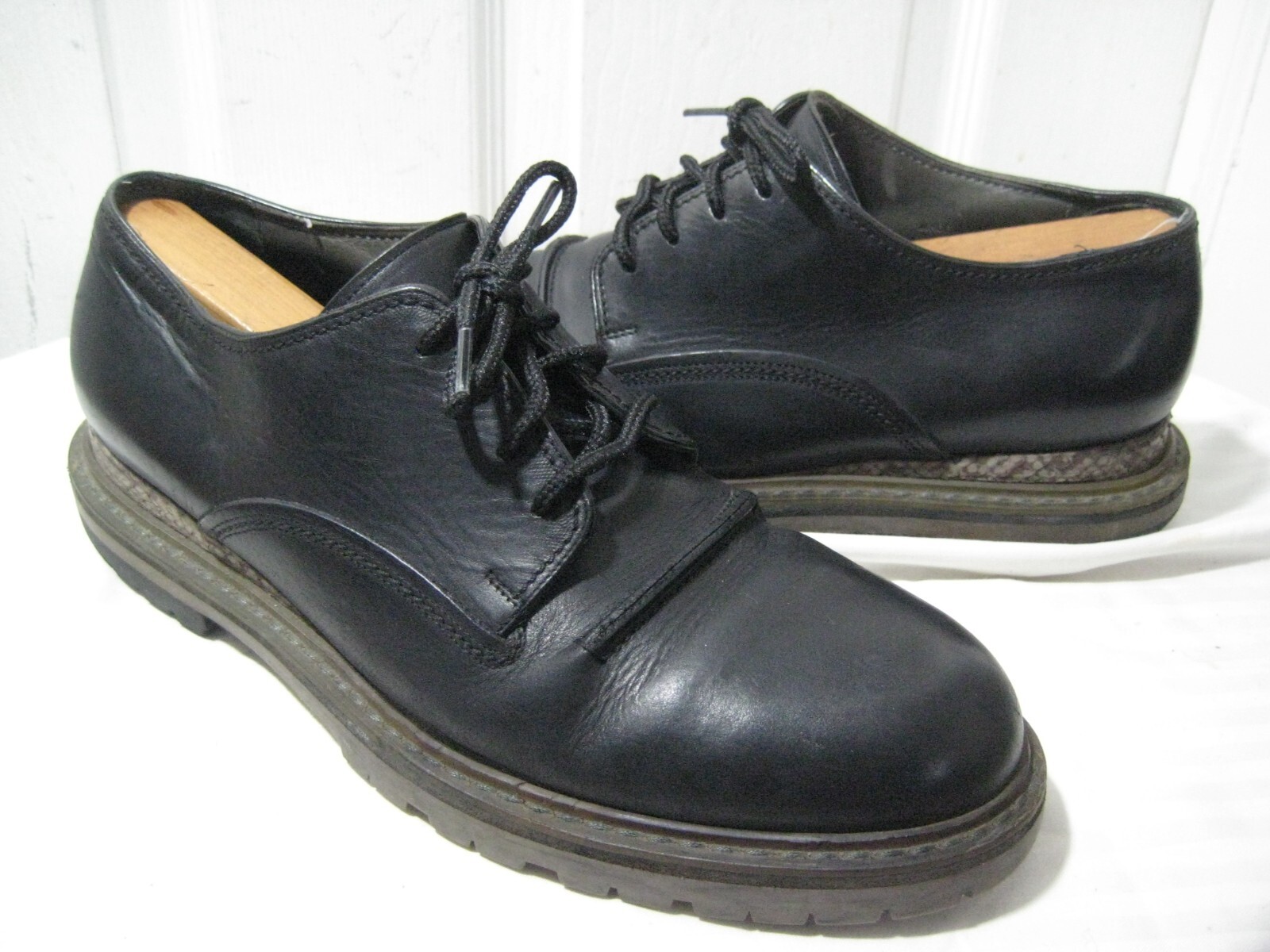 SAOLA SCARPE DERBY DA UOMO LANVIN ELAPHE NERE IN PELLE TAGLIA 9 maggio corsa grandi!!!!