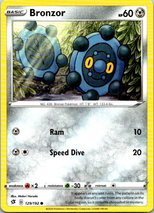 Bronzor 129/192 Common Regular Pokemon Rebel Clash Mint 