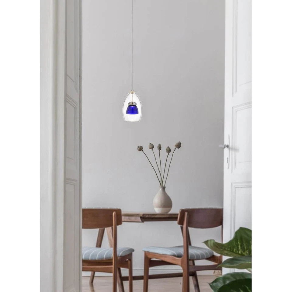 Colgante Cal Lighting Serie UP-128 Cristal Transparente Azul con Toldo Foto 3 de 3