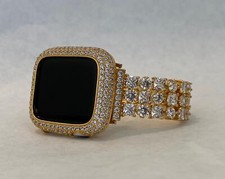 Gold Apple Watch Band Women Crystal 38mm-49mm or Apple Watch Cover Lab Diamond