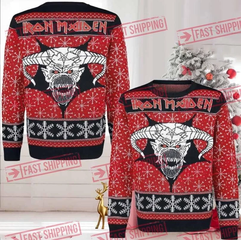 New! Iron Maiden Ugly Sweater Christmas 2024