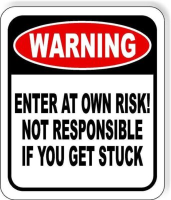 2 Pack Caution Enter At Your Own Risk Signs - 10x7 Inch Reflective Aluminum Safety Signs