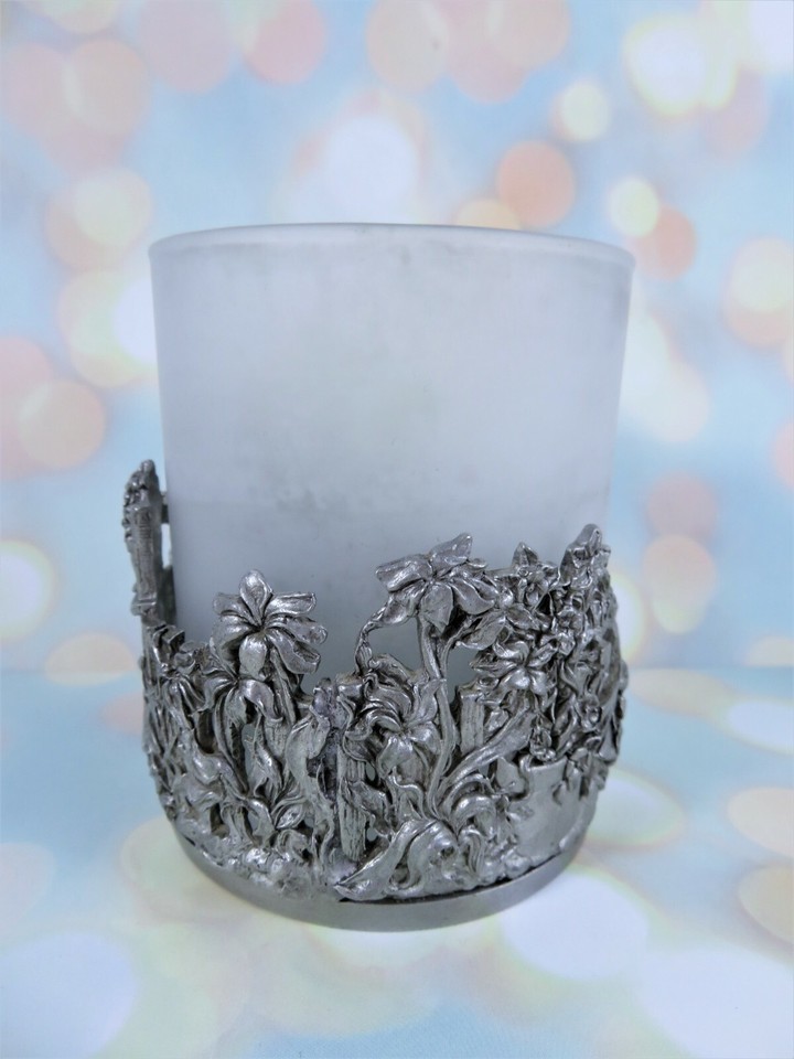 Scents & Accents Pewter Candle Holder Sunflower Garden 1998 Frosted