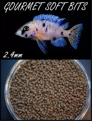 AQUATICBLENDEDFOODS GOURMET SOFT BITS 2.4,Squid,Shrimp,Spirulina,Cichlid,Discus,Angel Fish,ABF22