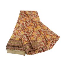 Sanskriti Vintage Dark Red Sarees Blend Georgette Printed Sari 5 Yd Craft Fabric