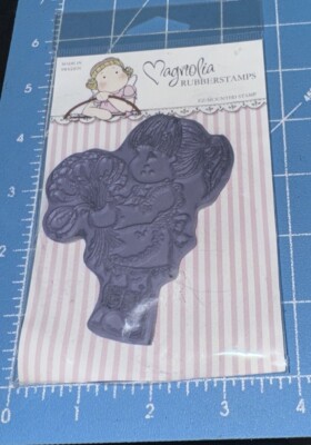 Magnolia Rubber Stamp Sweden Cling - Girl Holding Bouquet Of Flowers | eBay