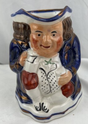 Gaudy Dutch Toby Mug Pitcher Copper Luster Trim Staffordshire Impressed 24