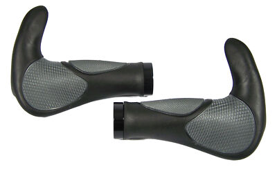 Bonin Bike Ergonomische Schraub Griffe mit Hörnchen 140mm Bar Ends schwarz grau