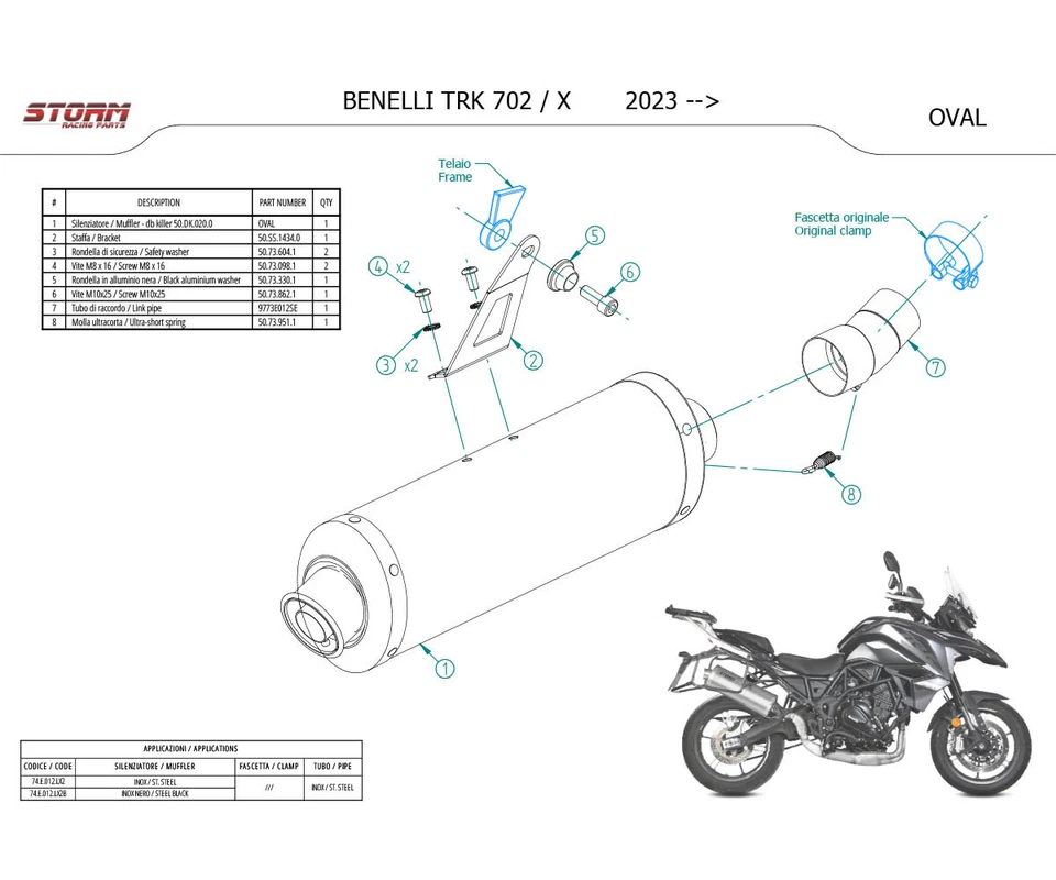 Scarico Storm by Mivv Oval Nero acciaio inox per Benelli TRK 702 / X 2023 > 2026 - Immagine 4 di 4
