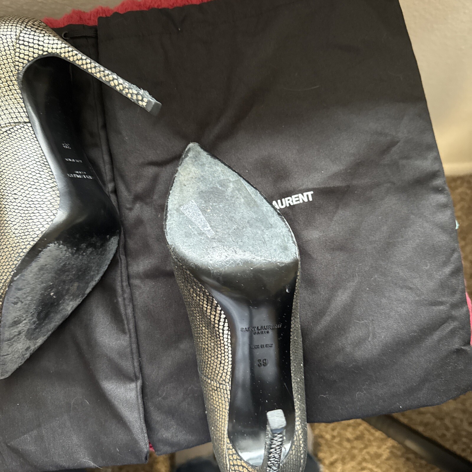 Saint Laurent Paris Notched Python-Embossed Leath… - image 4