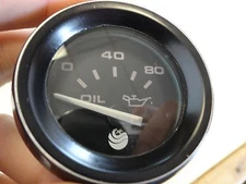 TELEFLEX OIL GAUGE 2-1/4" BLACK FACE / BEZEL 32470A MARINE BOAT
