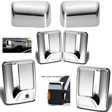 For 2008-2016 Ford F250 F350 F450 F550 Top Half Chrome Mirror Cover + 4Dr Handle