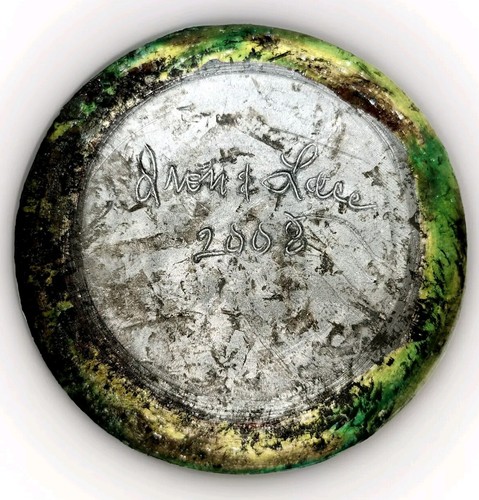 Art Pottery Vase by Iron & Lace Studio Iridescent Gold/Green/Brown Signed 2008 - Picture 16 of 17