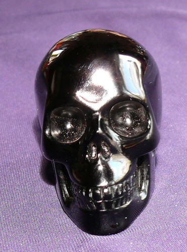 Naturgetreuer Edelstein-Schädel, Skull, schwarzer Obsidian, 66,3g ~48x37x30mm - Bild 2 von 8