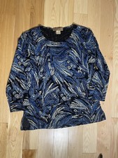 Vintage 90s Notation Made In USA Blue Long Sleeve Woman’s Small