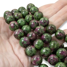 Ruby Zoisite 12mm Round Gemstone Strand Green Pink Natural Stone Jewelry DIY