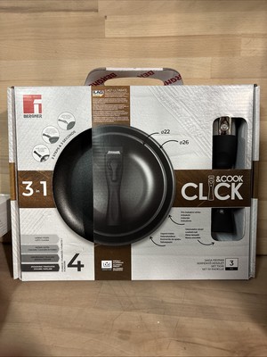 Bergner Pfannenset / Topfset »Click+Cook«, 3-teilig Pfannenset, Schwarz Neu &ovp