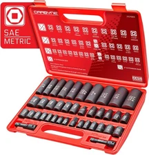 CARBYNE Impact Socket Set, 40 Pieces | SAE & Metric - Standard and One Size 