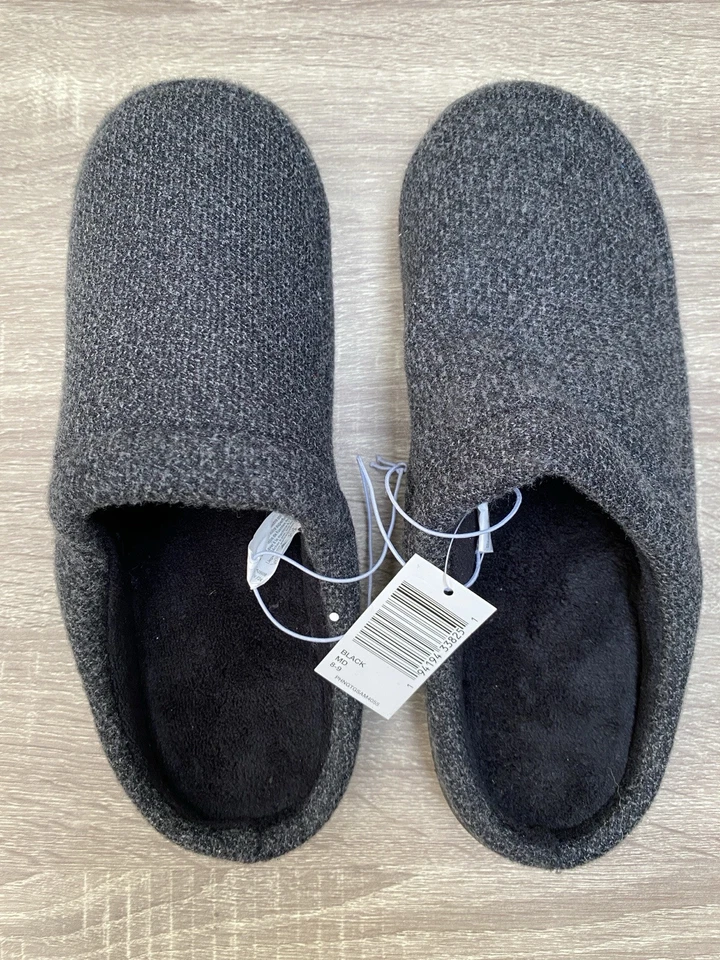 Isotoner Memory Foam Slippers Mens Size Medium Black — 第 4/4 张图片
