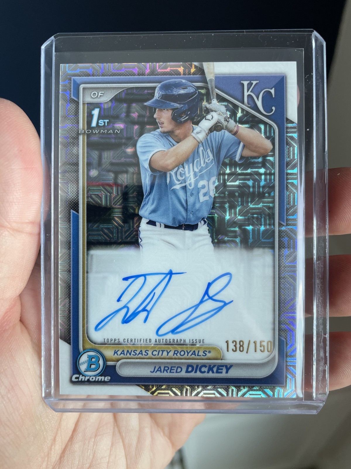 Jared Dickey 1st Chrome Auto HTA Choice Mojo Refractor /150 2024 Bowman #CPA-JDI