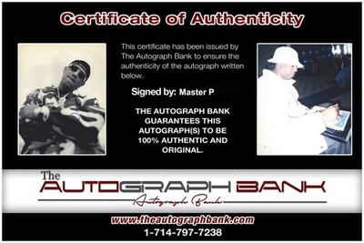 No Limit Records Master P Signed rap 8x10 magazine page W/Cert