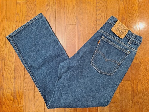Vintage 80s Levi's Orange Tab 20517-0217 Bootcut Flare Whisker Blue Jeans 36x29