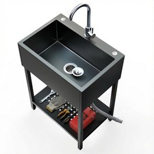 Black Freestanding Utility Sink for Garage   Stainless Steel Laundry Sink