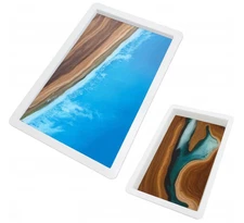 2Pcs Extra Large Reusable Epoxy Resin Table Mold15.7x9.8x3 inch 11.4x7.5x2 inch