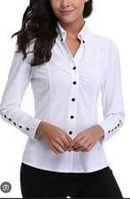 Miss Moly Women’s Formal V Neck Long Sleeve Blouse Top Size Medium New With Tags