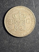 1929 Netherlands 2-1/2 Gulden SILVER (0.720 fine, 0.5787 oz ASW) XF/AU stk#Q52 84.66 per troy oz