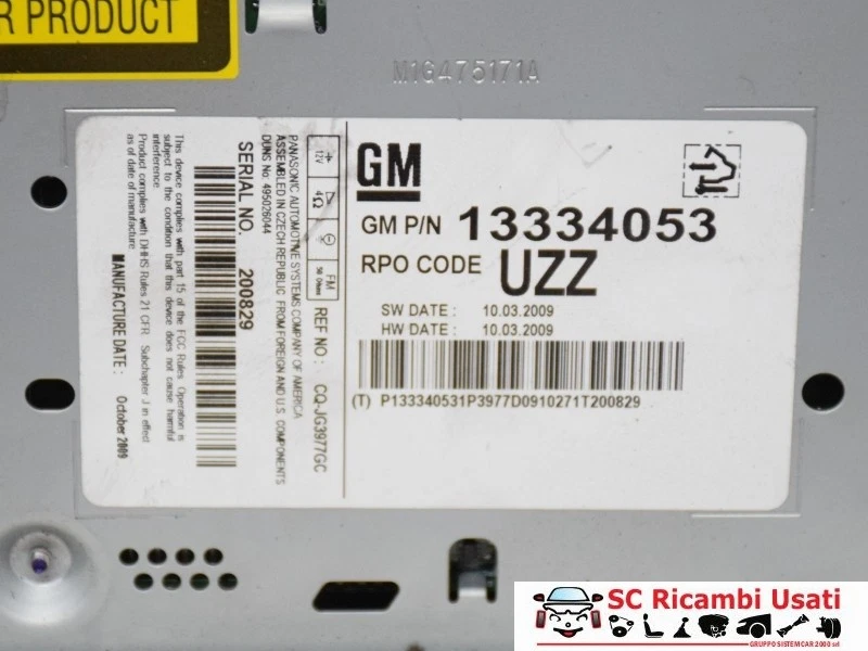 Autoradio Opel Astra J 13334053 - 18519 - Immagine 2 di 4