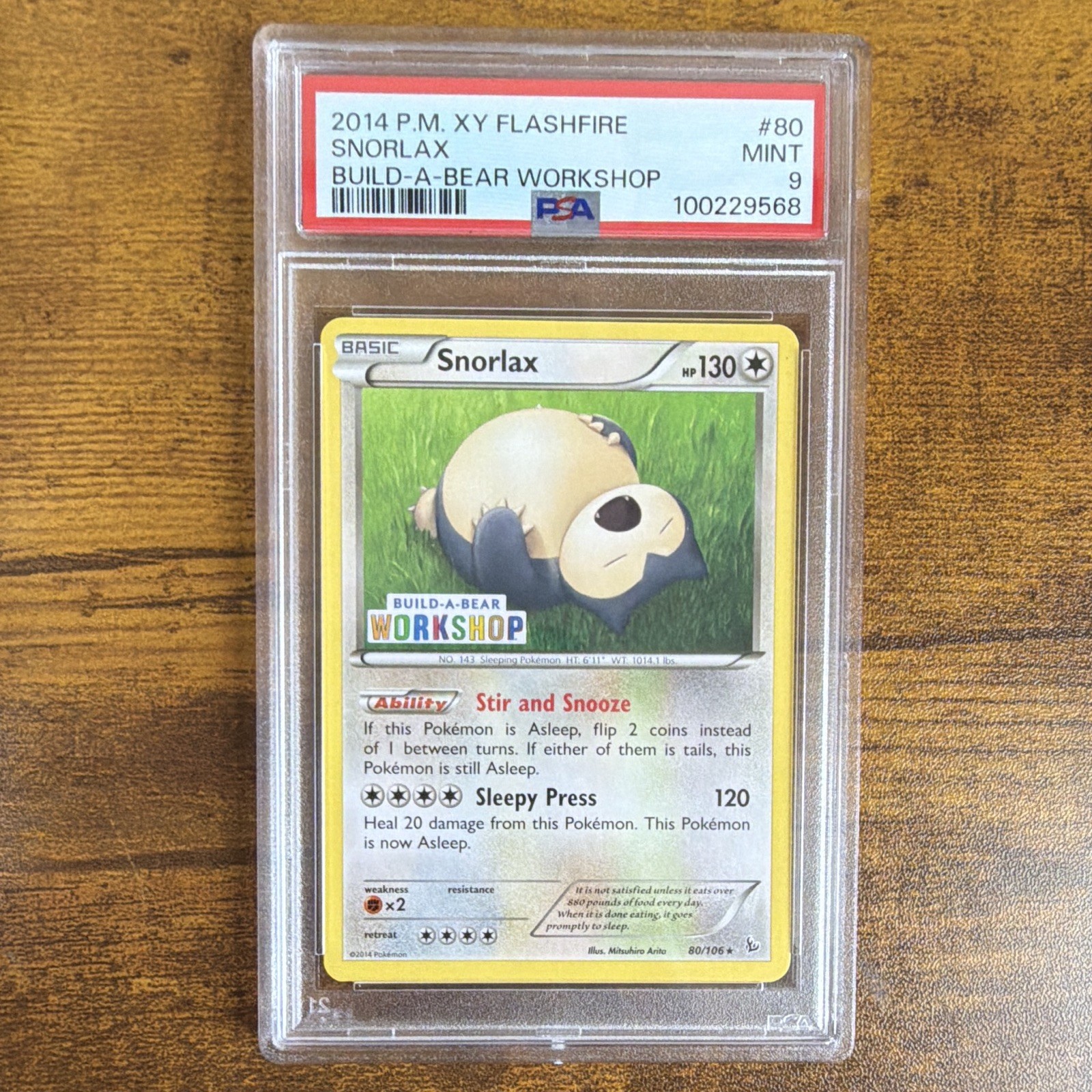2014 Snorlax Build-A-Bear Workshop Exclusive 080/106 EN PSA 9