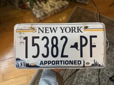 New York Apportioned Truck License Plate 15382 PF Excelsior
