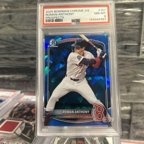 2025 Bowman Chrome Prospect Sapphire Refractor Roman Anthony #BCP-167  PSA 8 🔥
