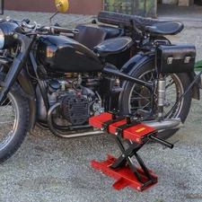 1100LB Motorcycle Lift Scissor Jack Stand ATV Lift Crank Dirt Bike with 2 Saddle