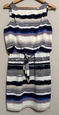 Daisy Fuentes Blouson Dress Size M Sleeveless Watercolor Coastal Beachy