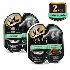2PC - Sheba Perfect Portions Grilled Bites Tender Tuna in Gravy Wet Cat Food