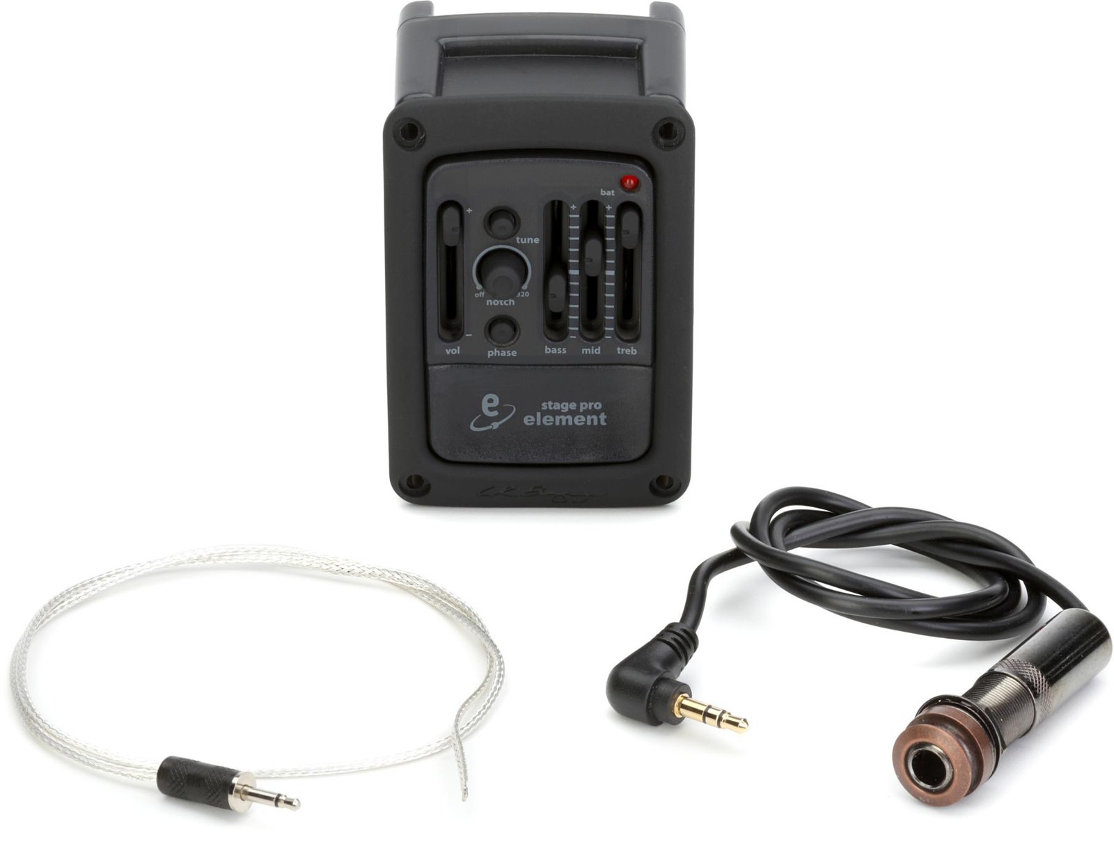 Звукосниматель для акустической гитары LR Baggs StagePro Element, установленный под седлом и сбоку