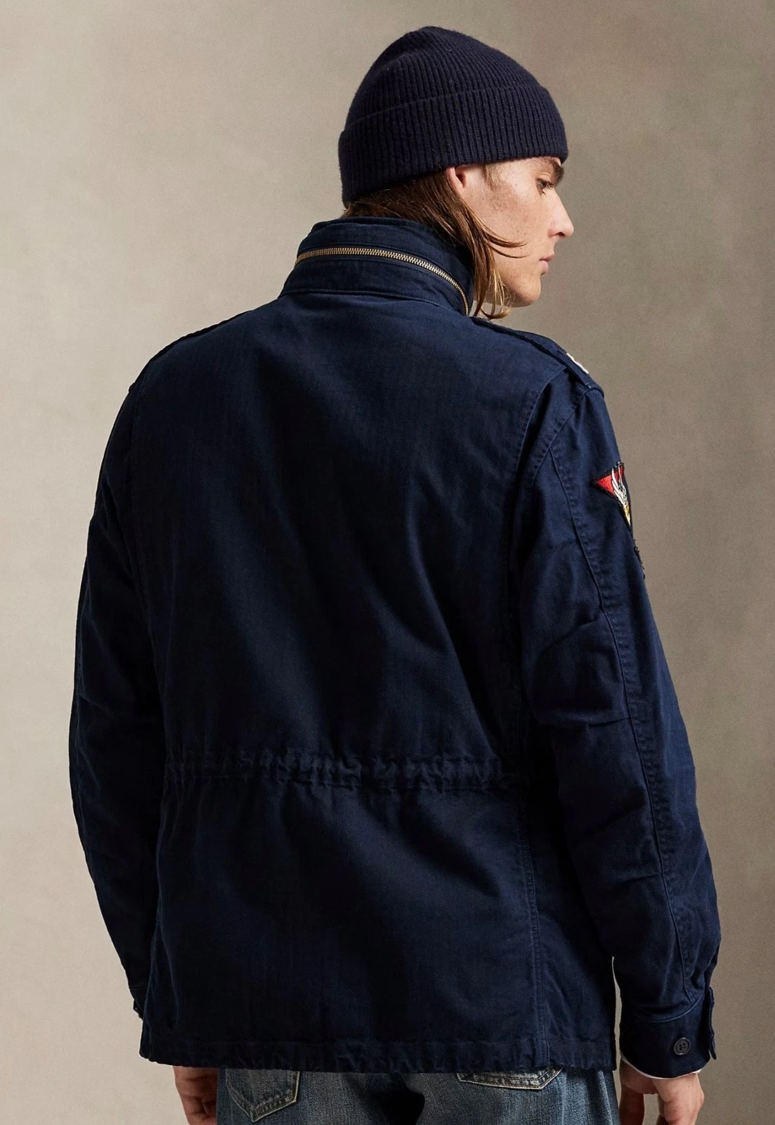 NWT Polo Ralph Lauren Navy Blue Herringbone MILITARY Patch Iconic Field Jacket - product detail image 4